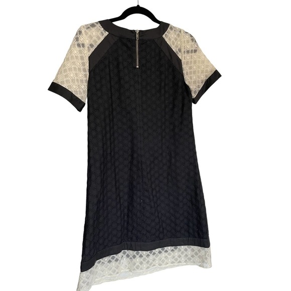 Girls from Savoy by Anthropologie Molina Eyelet Shift Dress Size S Cream/Black - Picture 3 of 7